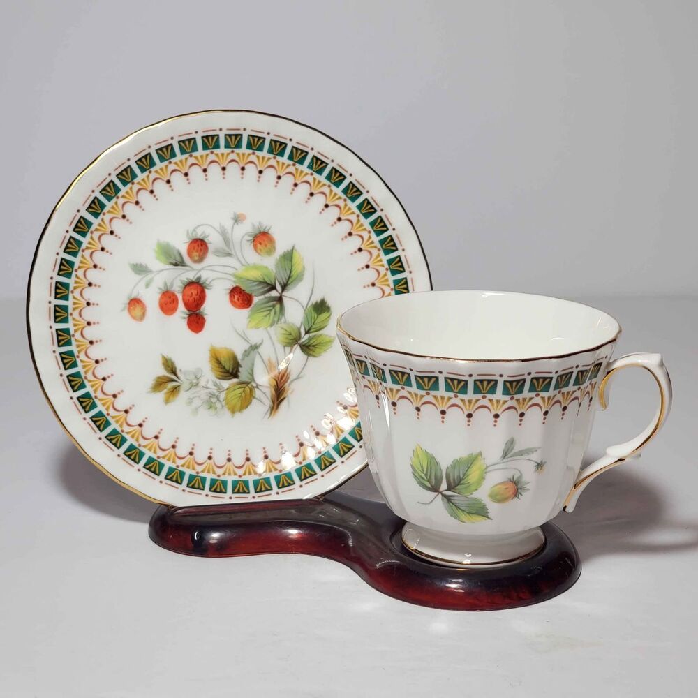 Duchess Teacup and Saucer Strawberries Bone China England Vintage